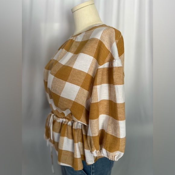 Who What Wear Plus Size Balloon Elbow Sleeve Popover Blouse (450) - Picture 5 of 14